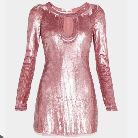 LOVESHACKFANCY Devers Keyhole-Front
Sequined Mini Dress - Picture 4 of 14